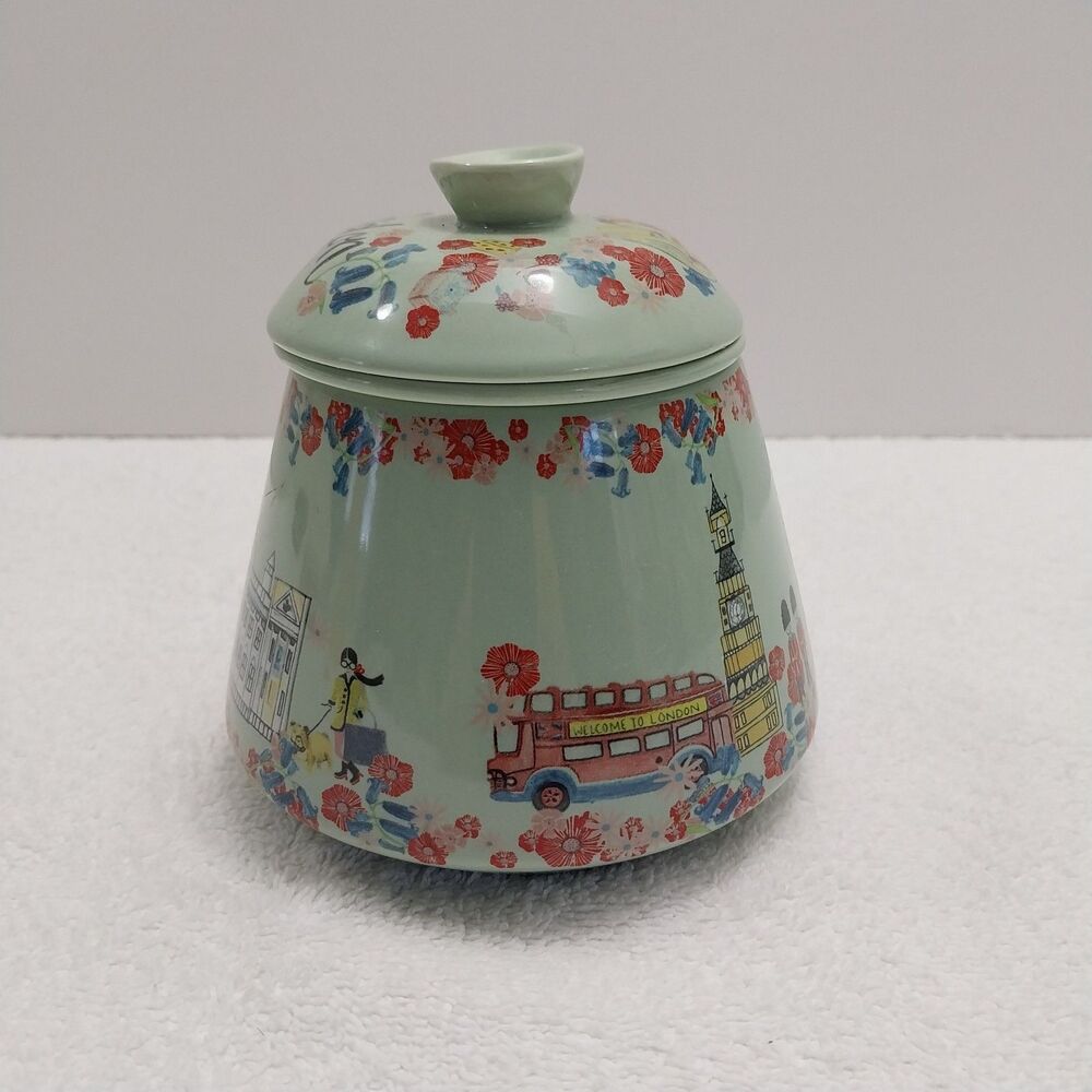 Covered TEA CUP With infuser London Green World Market Made In China #C029 - Picture 4 of 10